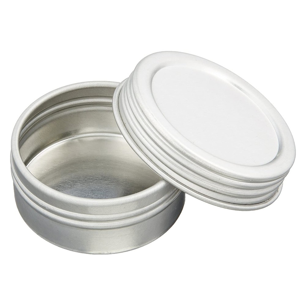 Flat Tin Container with Screwtop Cover, 1/2 oz