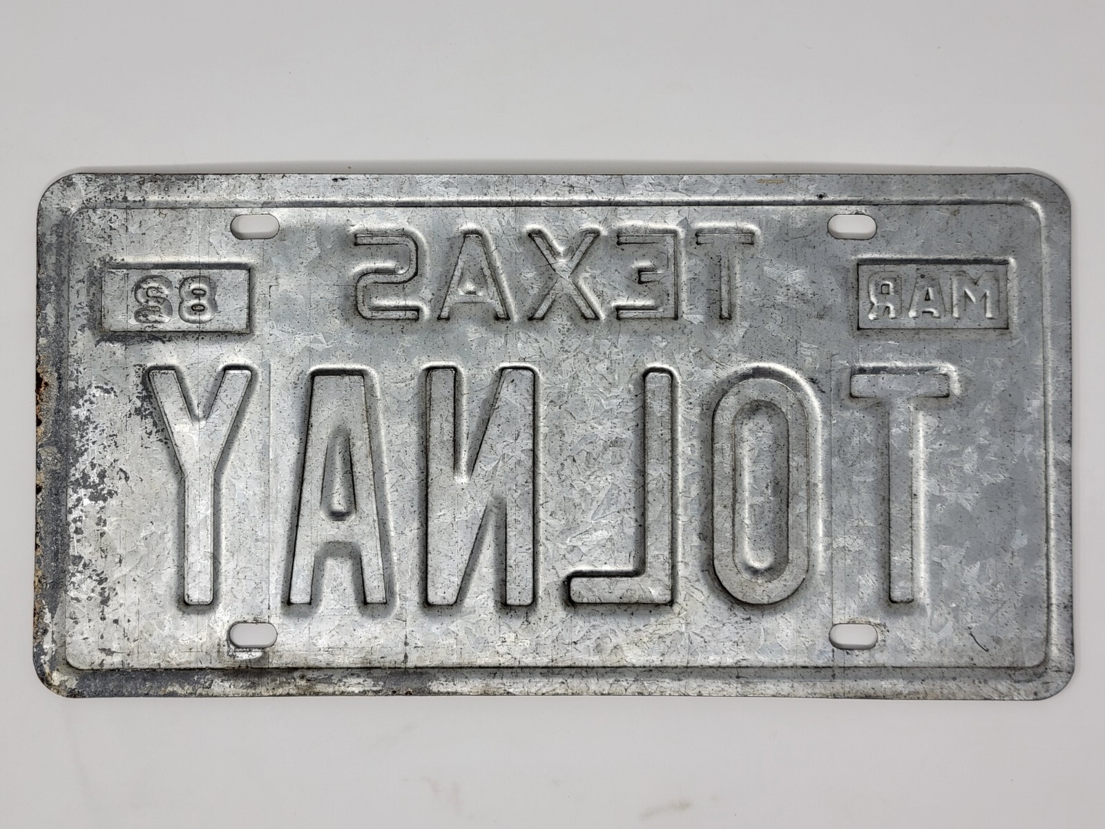 Set of (5) 1970s & 1980s Texas Vanity License Plates - TOLNAY - Vintage