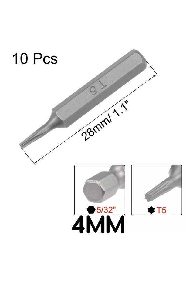 Torx 10PC 5/32” Hex 4mm T5 Screwdriver Micro Bit Set for MacBook WOW