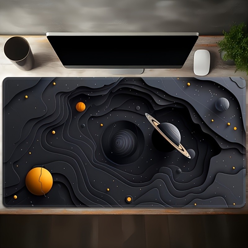 Textured Style Desk Mat Planetary Orbit Mouse Pad for Space Fans & Workspaces