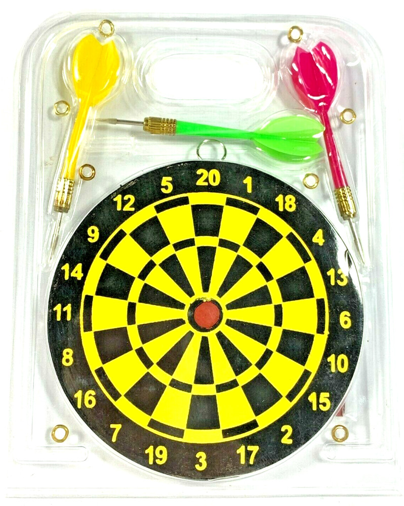 Dart Board & 3 Darts Set Compact Take Anywhere Design Practice Makes Perfect