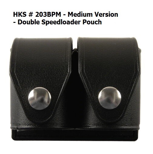 HKS Dual Revolver Speedloader Carrier Pouch - # HKS-203BPM 203 Medium Plain NEW