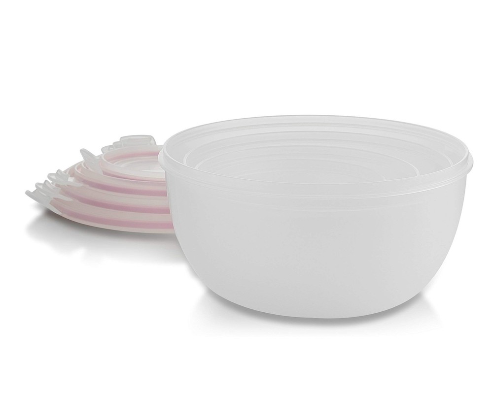 Komax Biokips Mixing Bowls with Lids Set – Multi-Use, Stackable clear