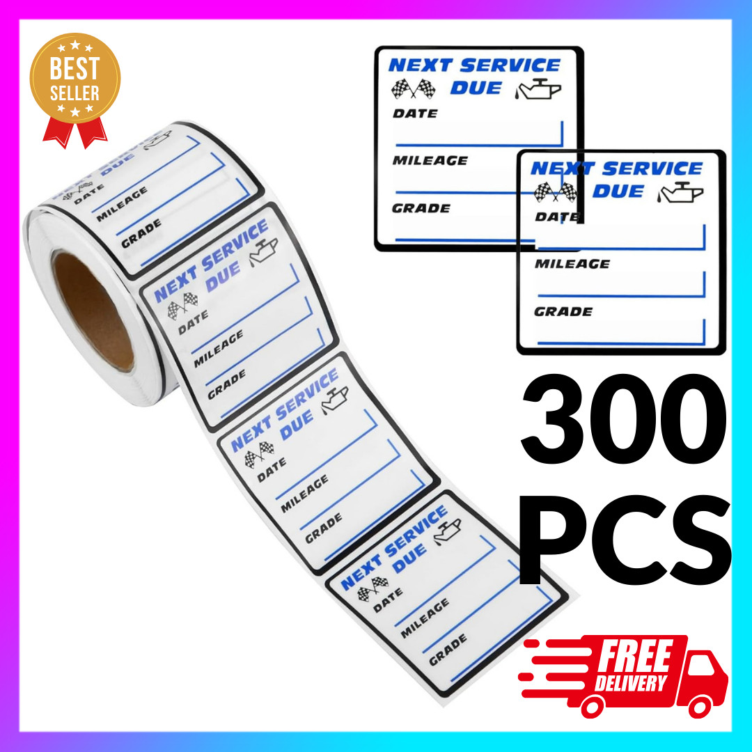 300PCS Car Oil Change Stickers 2x2 Removable Vinyl Next Service Due Labels *NEW*