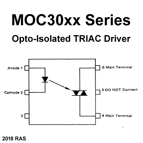 (5) Sensitive MOC3012 Opitcally Coupled Isolator, TRIAC Driver, UL Listed