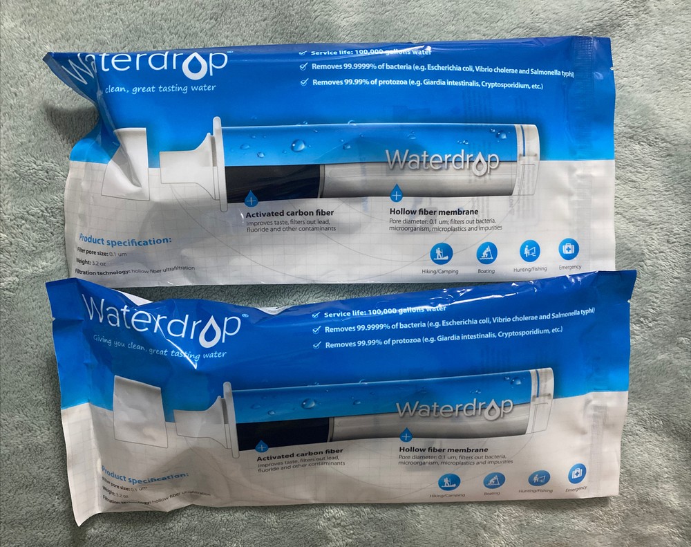 Waterdrop Drinking Water Filter Straw, Portable Camping Filtration System 2 Pack