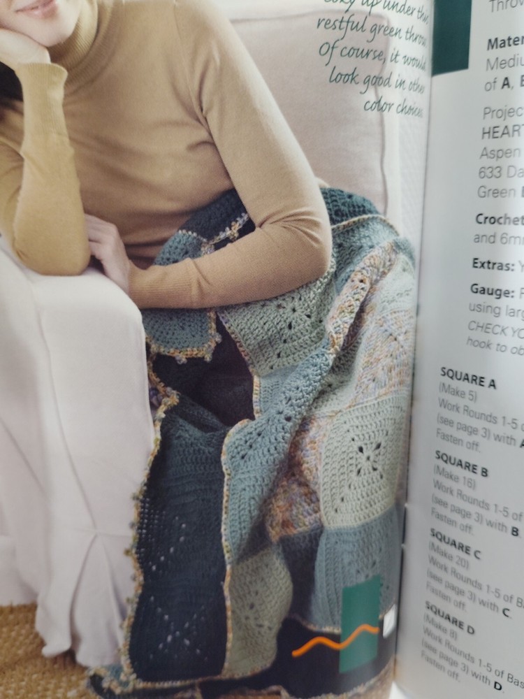Crochet Blanket Throws Afghans Pattern Leaflet One Square Many Ways Red Heart