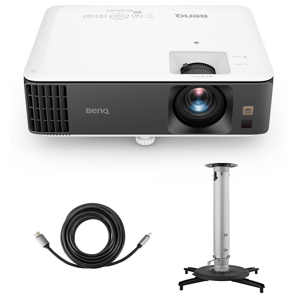 BenQ TK700 4K UHD HDR Gaming DLP Projector, Bundle with Ceiling Mount and 15' HD