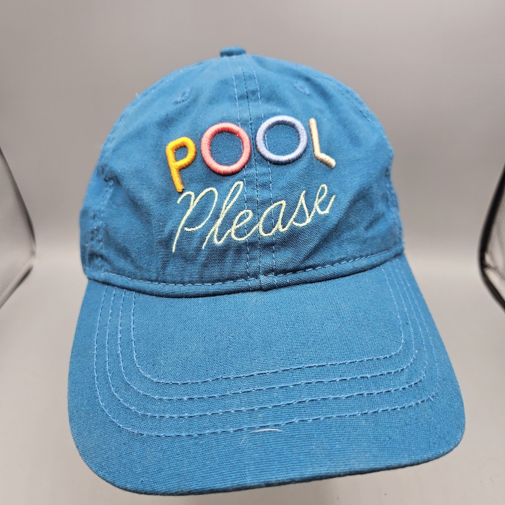 Teal "POOL Please" Embroidered Baseball Cap OSFM Adjustable Strap Summer Beach