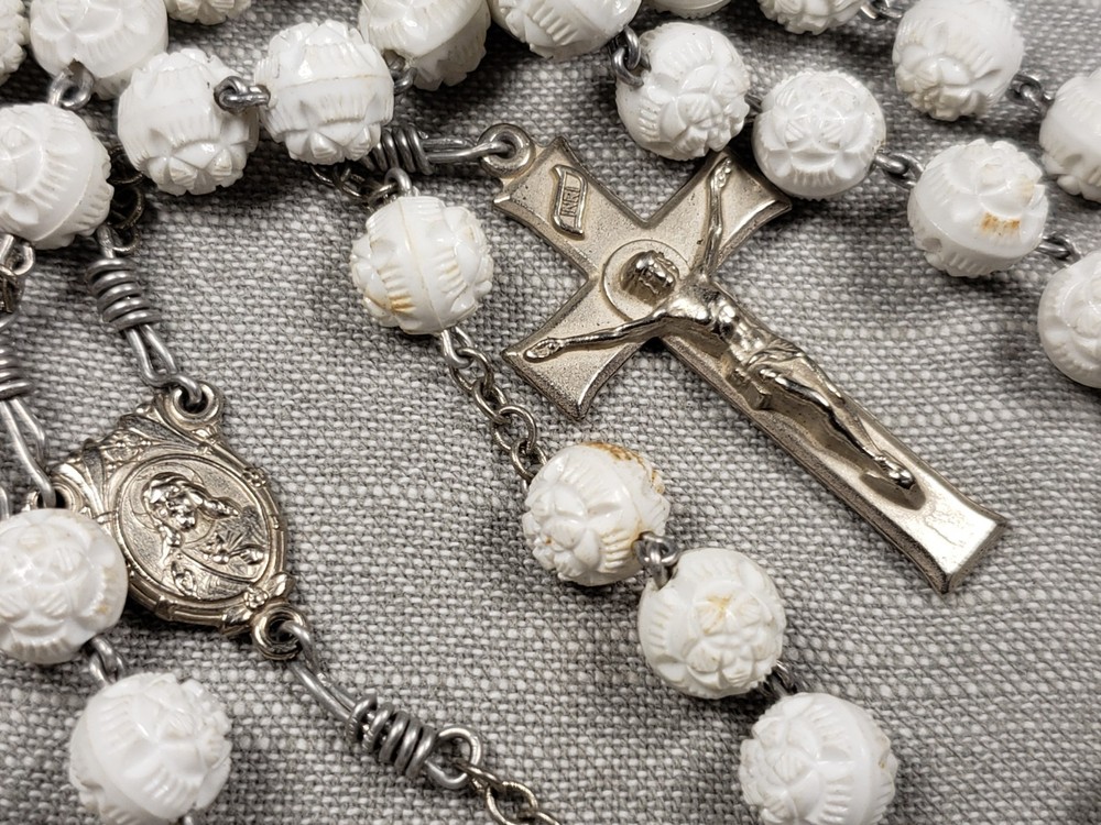 Beautiful Rosary White Beads Prayer Religious Christian Gift C10