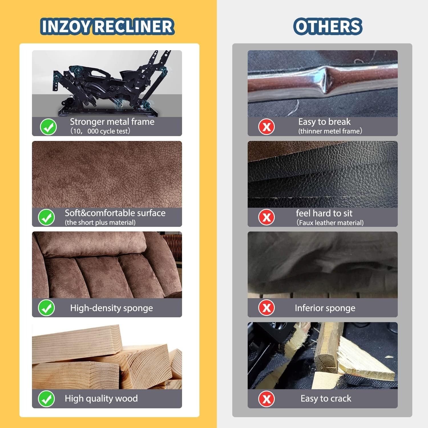 CANMOV Massage Rocker Recliner with Heat and Vibration Manual Reclining Chair