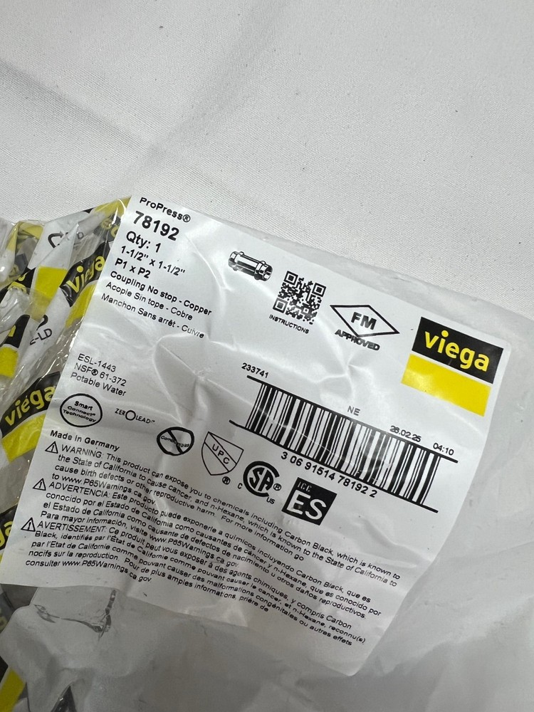 Viega ProPress Copper 1-1/2" Coupling 78192