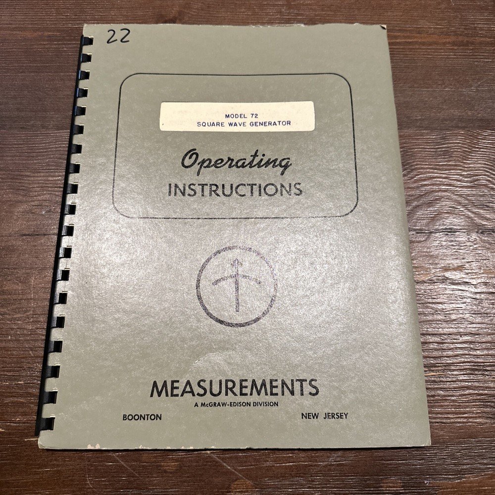 Measurements Model 72 Square Wave GeneratorOperating Instructions 1957