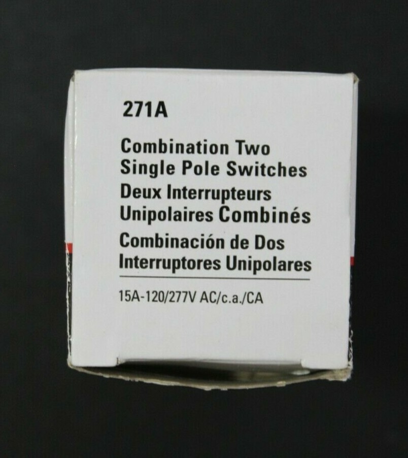 Combination Two Single Pole Toggle Switch Almond 15A (10 PACK) Cooper/Eaton 271A