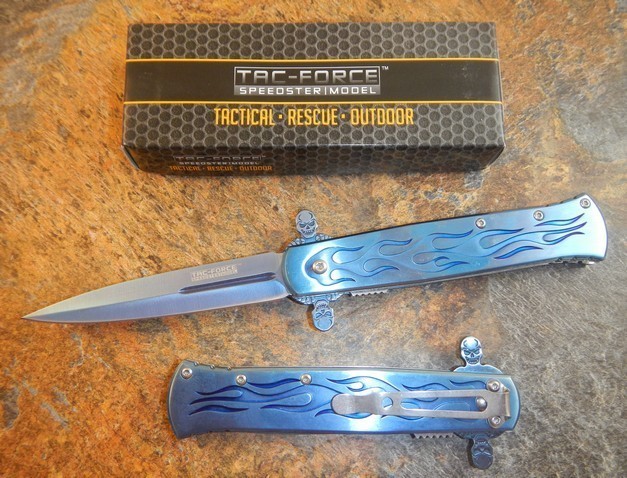 TAC-FORCE Blue Titanium Spring Assisted Opening Folding Pocket Knife NEW!