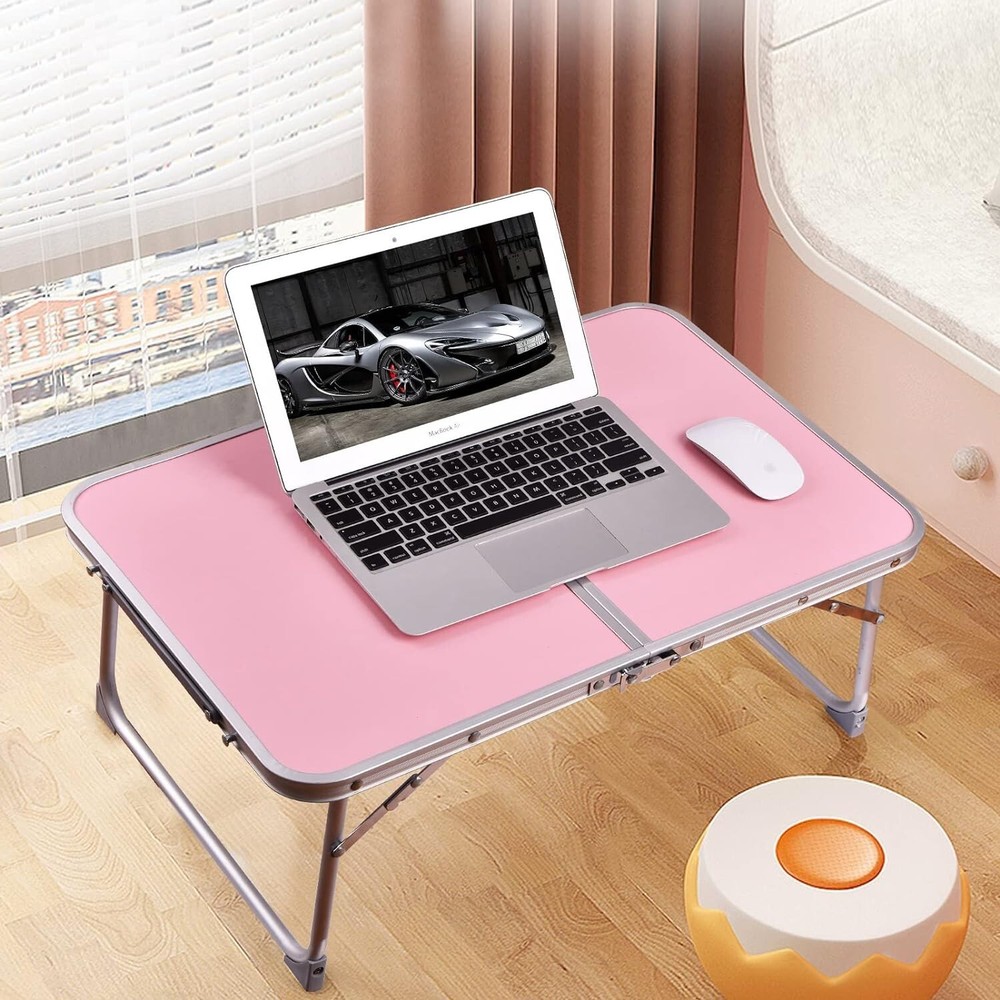 Foldable Laptop Bed Table Portable Mini Lap Desk Study Picnic Space Saving, Pink