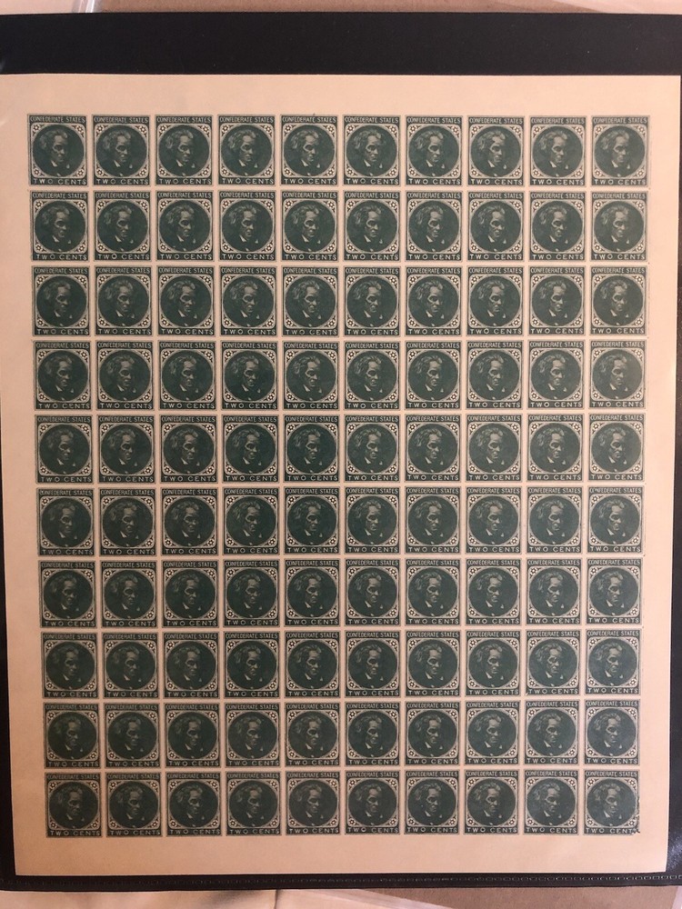 Confederate Stamps of America 1926 Dietz Reprint Of Calhoun 2 Cent Deep Green