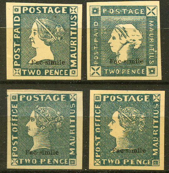 MAURITIUS (25812): QV 2d Facsimiles stamps