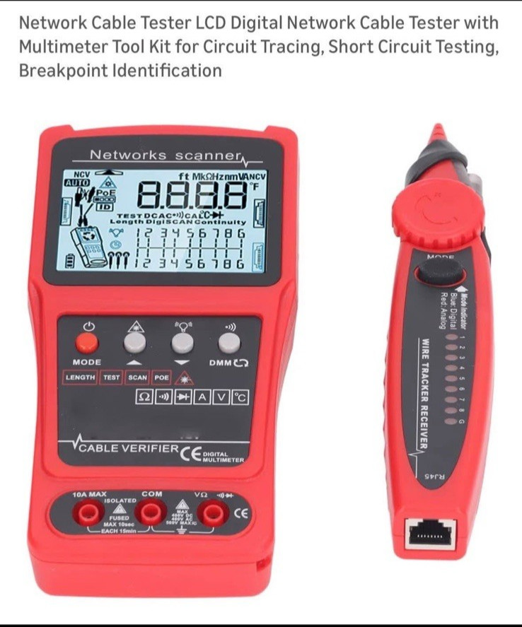 Network Cable Tester LCD Digital Network Cable Tester with Multimeter Tool Kit