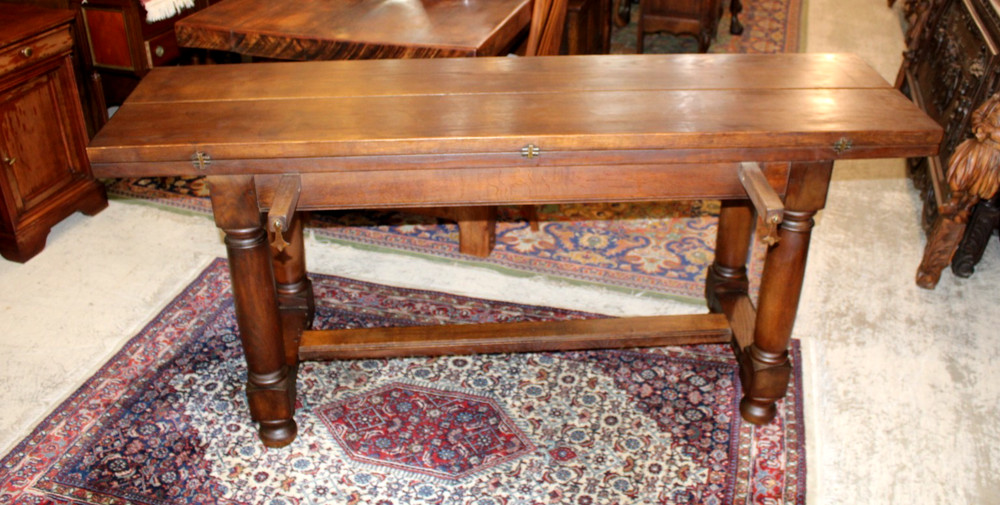 French Antique Oak Folding Dining Table / Trestle Table / Sofa Table