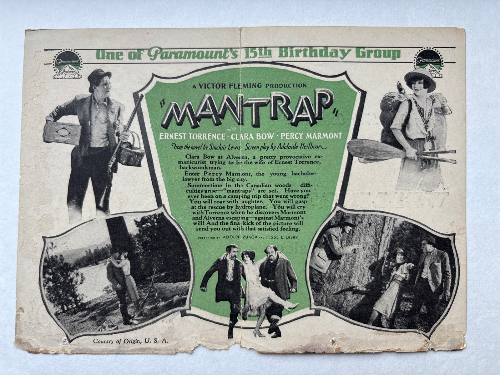 MANTRAP Original Herald 1926 3 1/2"x5" Clara Bow Movie Poster Art 02
