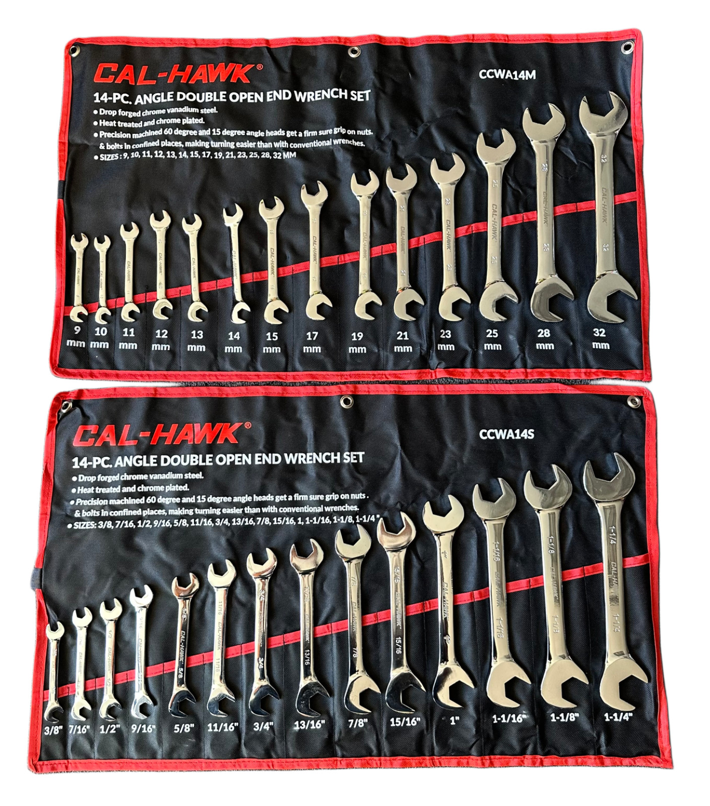 28-pc Combination Angle Double Open End Wrench Set SAE & METRIC