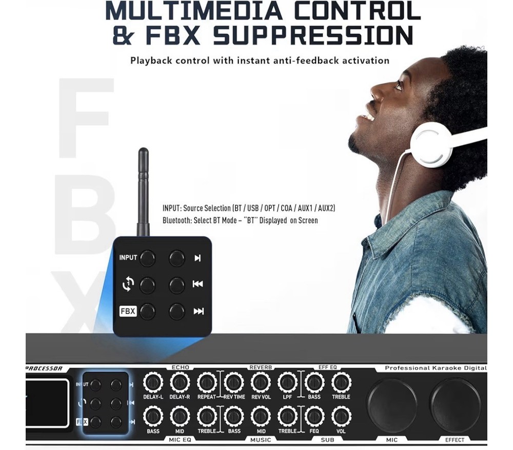 Karaoke Processor System, Digital PreStage Effector Vocal Preamp Mixer Equalizer