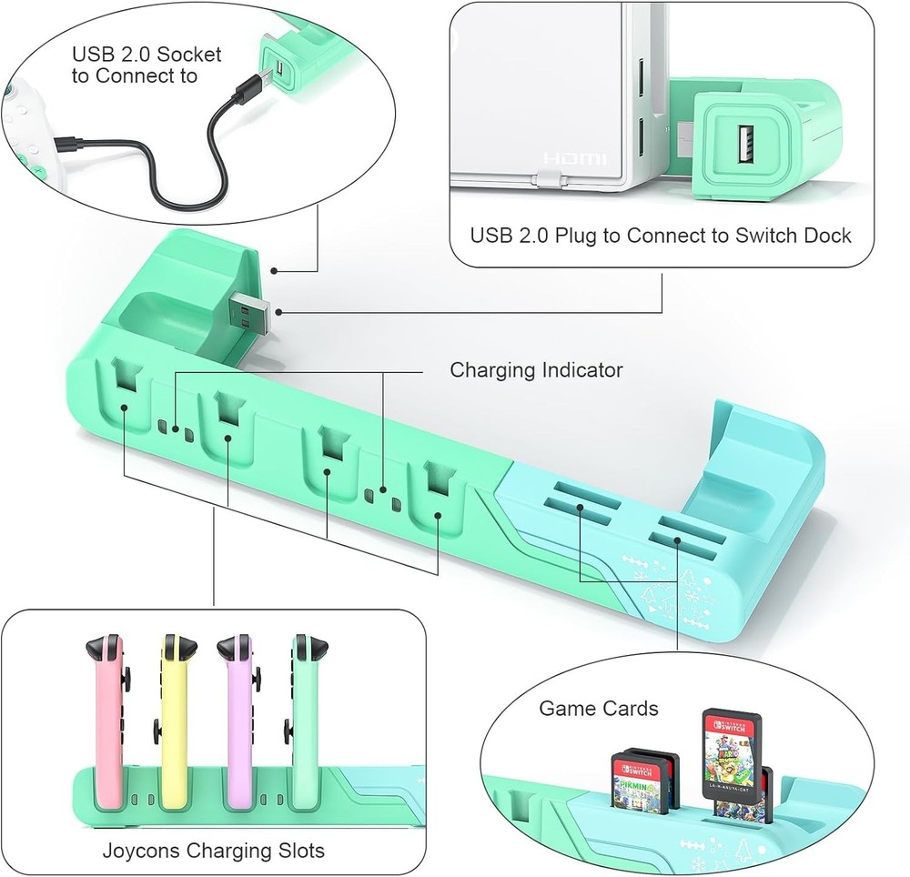 Switch Controller Charging Dock - Animal Crossing & Switch OLED Model Joycons, C