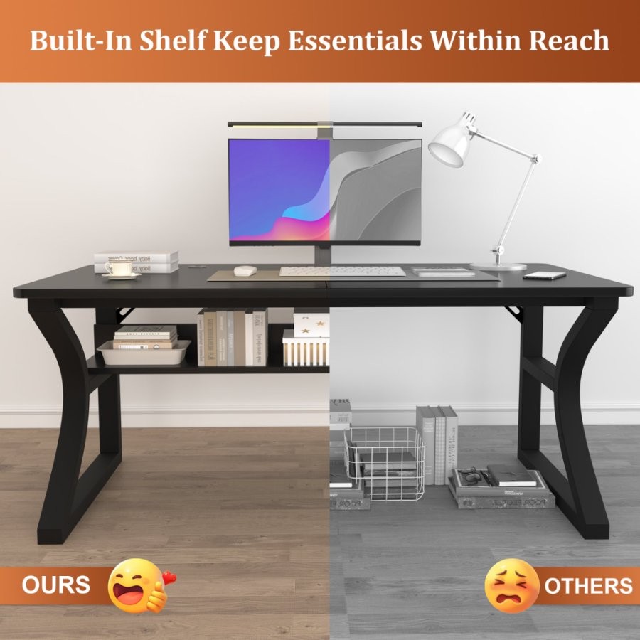 47" Computer Desk Gaming Desk Laptop Study Table Workstation with 2 Piece Table