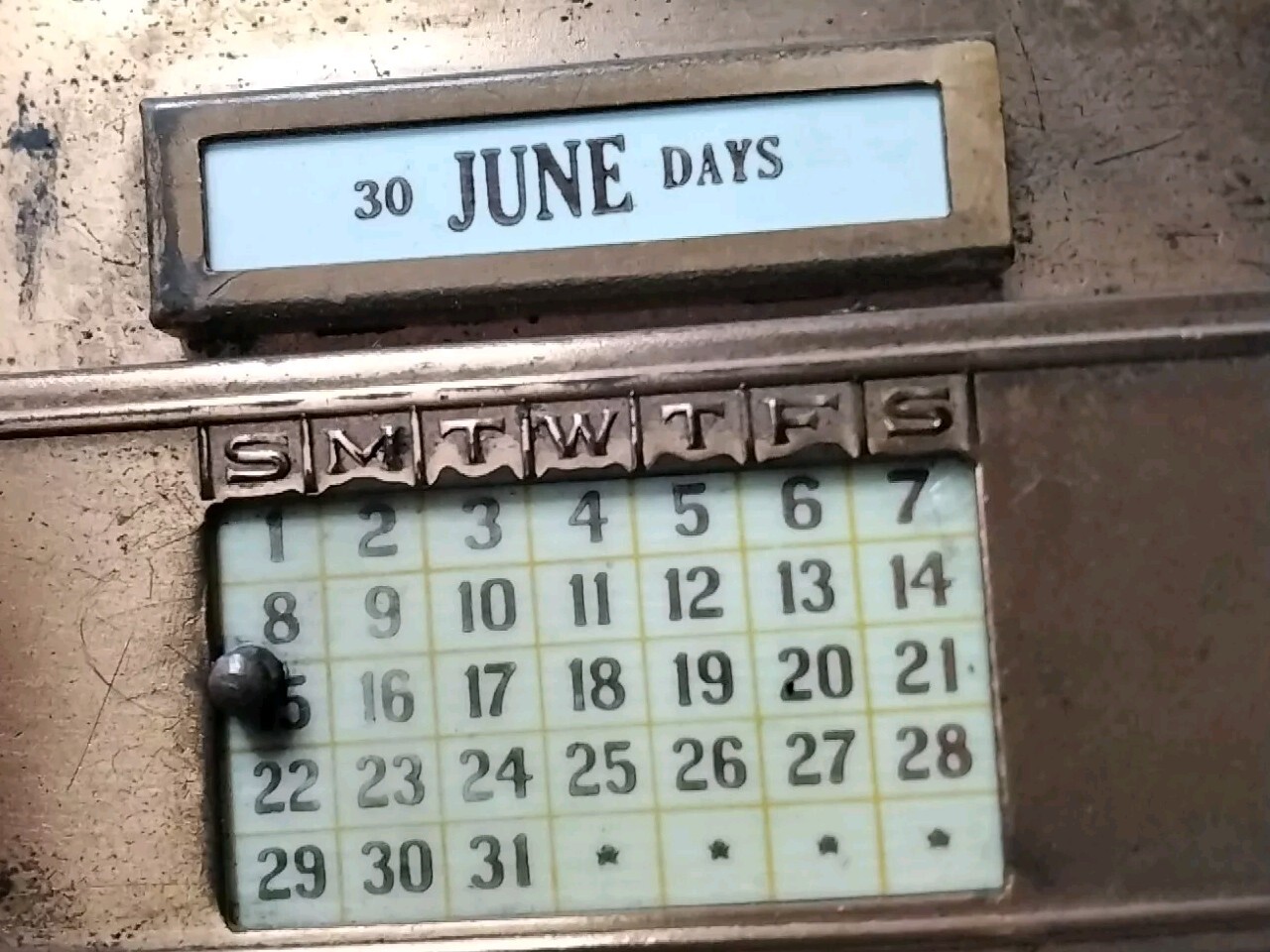 Antique Perpetual Calendar 1916 J.E Mergott NJ Clipboard Note Holder copper desk