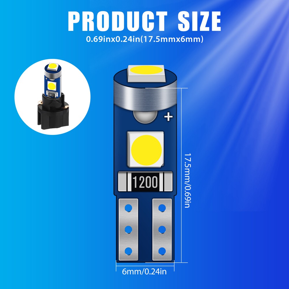 20x T5 74 17 37 3SMD LED Instrument Panel Dash Gauge Light Bulbs w/ Socket White