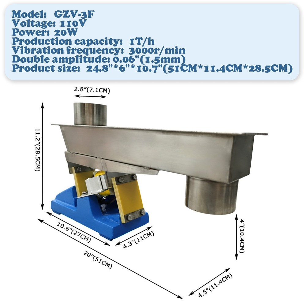110V GZV-3 Small Electromagnetic Vibration Feeder with Controller Shaking Feeder