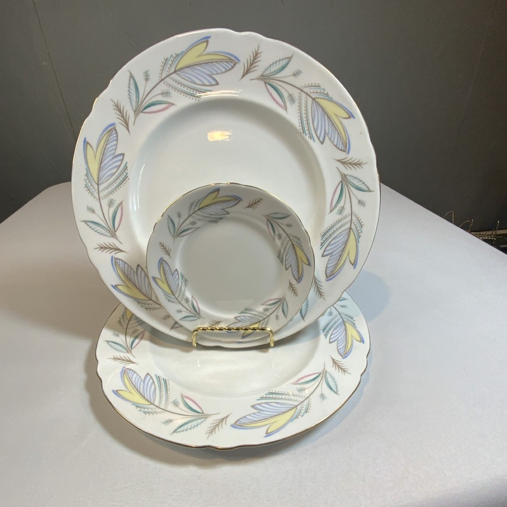 Shelley Caprice Bone China Two Dinner & One Bread plate