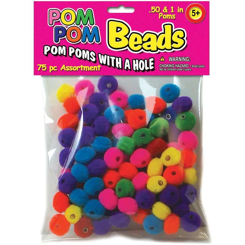 Pom-Pom Beads .5" & 1" 75/Pkg Assorted