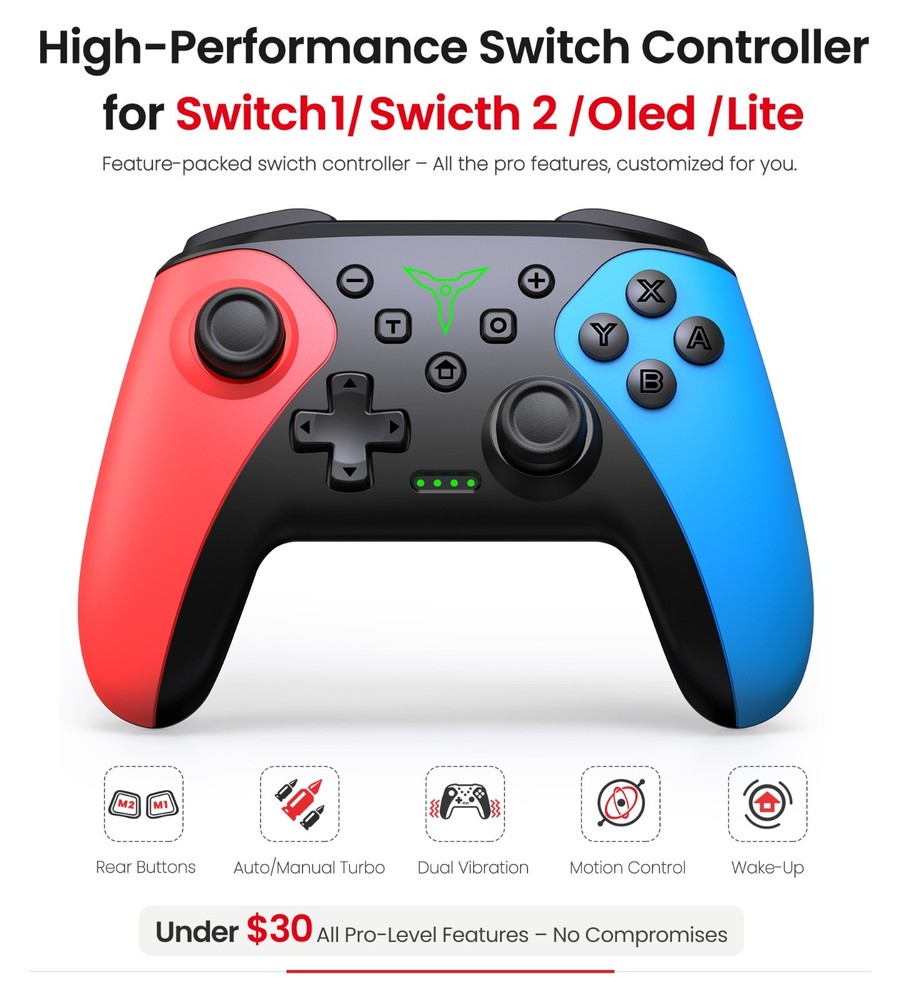 2Pcs Wireless Switch Controller for Nintendo Switch/Switch 2/Lite/OLED Controlle