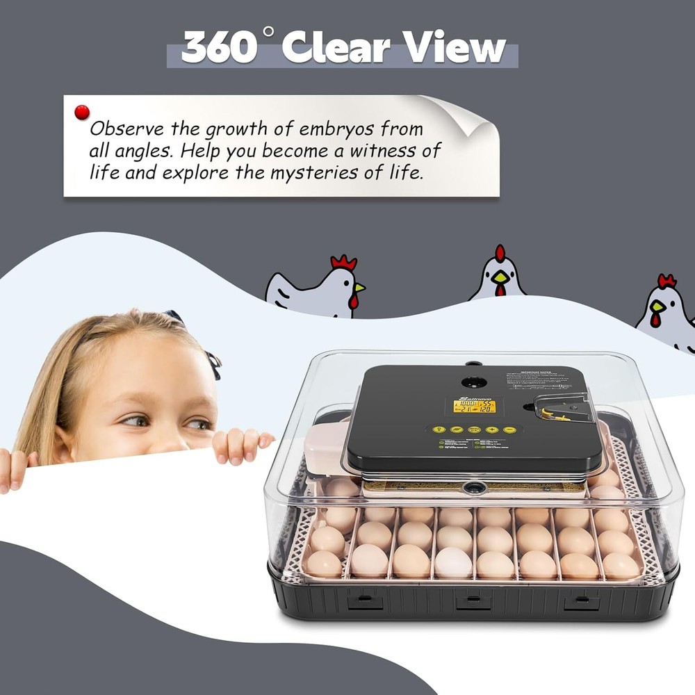 56 Egg Incubator for Hatching Eggs with Automatic Egg Turning Egg Candler