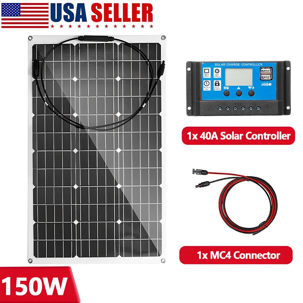 150W-1200W 12V Flexible Solar Panel Kit With Controller for RV Camping Rooftop