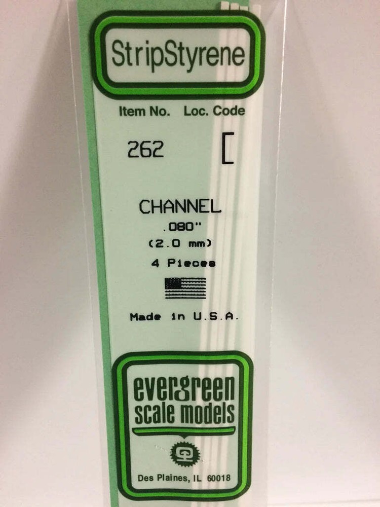Evergreen Scale Models 262 U Channel Styrene .080" (4 Pack)