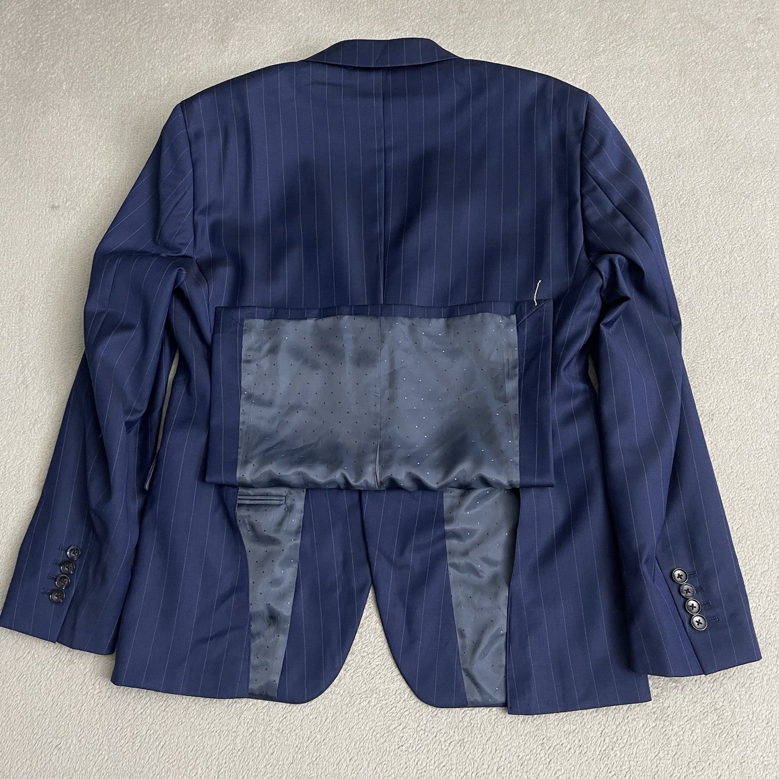 INDOCHINO Yaletown Mens Blazer Sport Coat Jacket Wool 52 Navy Stripe NWT