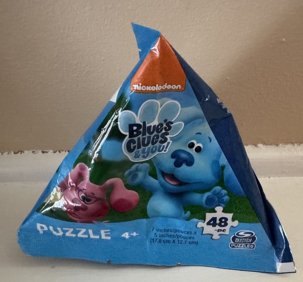 Blue’s Clues & You! 48pc Mini Puzzle SEALED Triangular Bag Pack 7”x5”