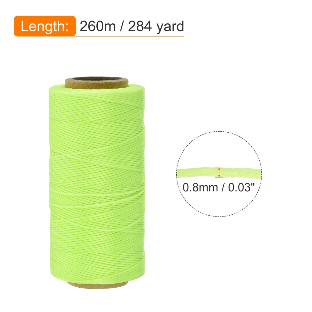 284 Yard 0.8mm 150D Flat Waxed Thread Polyester, Fluorescent Green