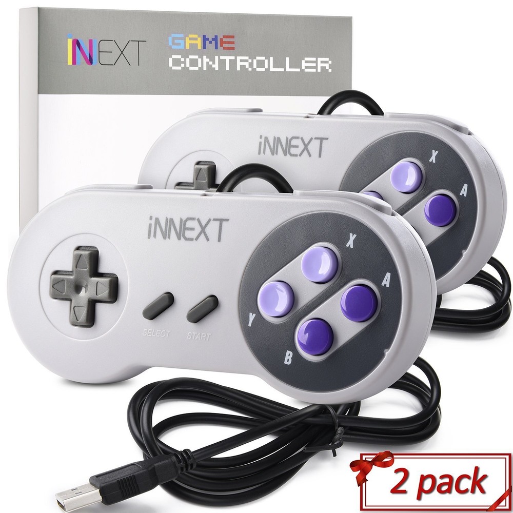 2 Pack USB SNES Controller Joystick Super Games Retro Classic Gamepad for PC MAC