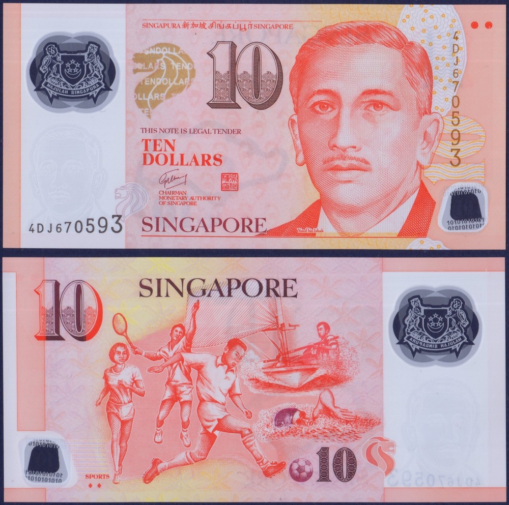 Singapore - P48g - 10 Dollars - Two 2 Solid Diamonds - POLYMER - #4DJ - UNC