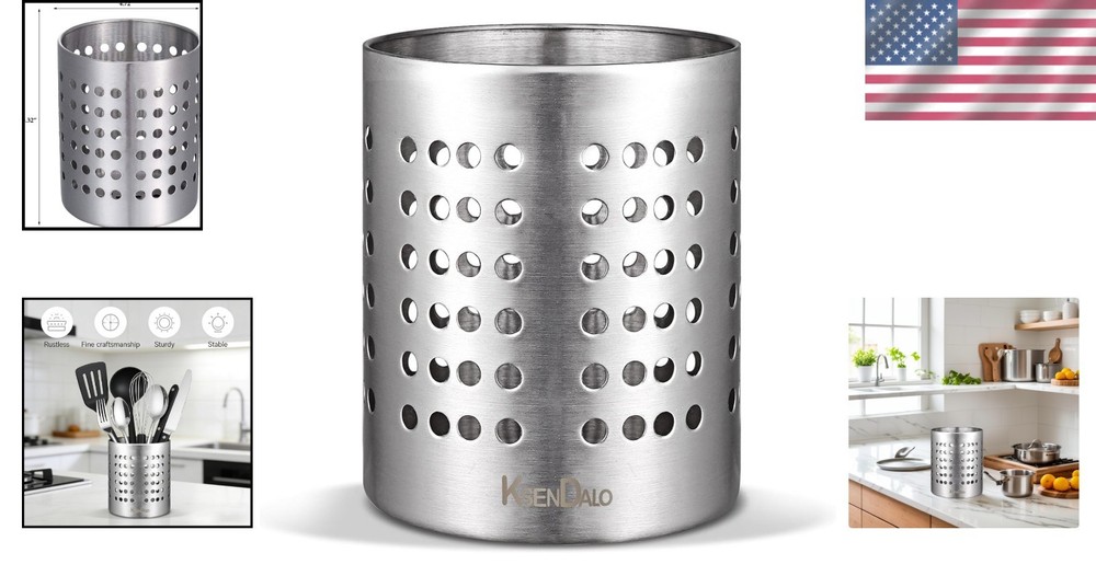 Versatile Silver Utensil Drying Rack for Stylish Kitchen Organization - 5.32in