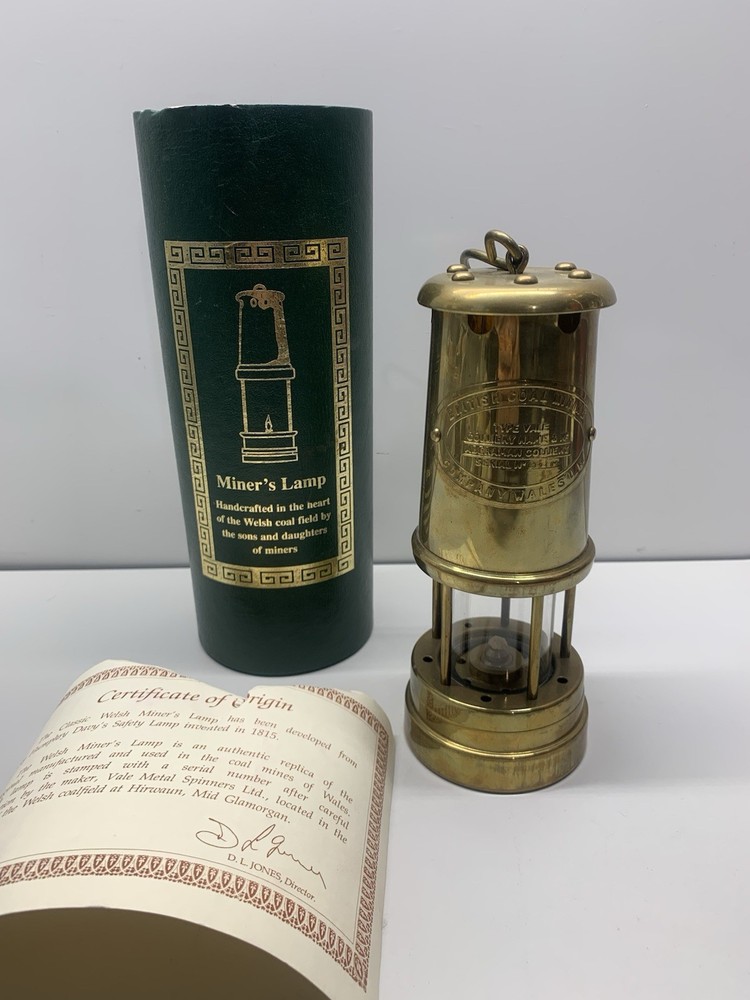 British Coal Mining Type Vale Miners Brass Lamp Aberaman Colliery