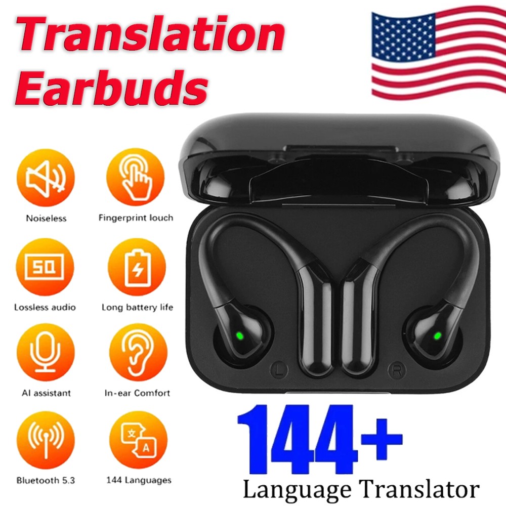 New Wireless 144+ Language AI Translator Earbuds Bluetooth Real-Time Translate