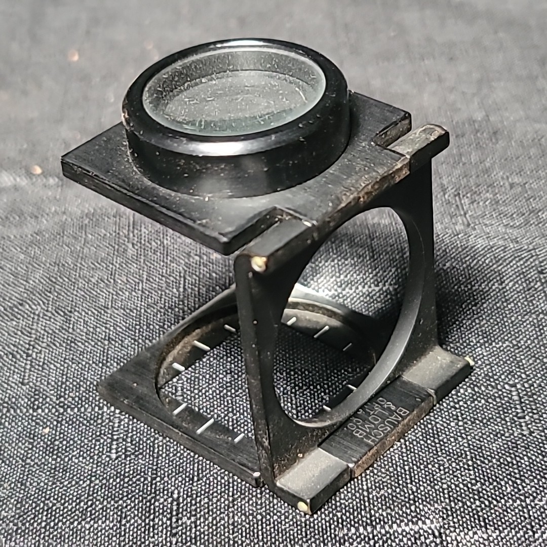 Vintage Bausch & Lomb Folding Magnifying Glass Loupe Linen Tester