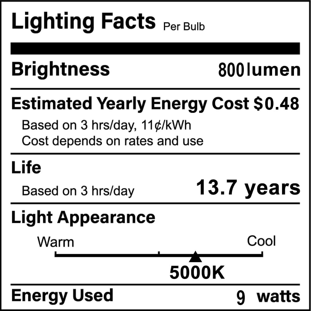 6-Pack A19 LED Light Bulbs 60W Equivalent 5000K Daylight E26 Non-Dimmable US