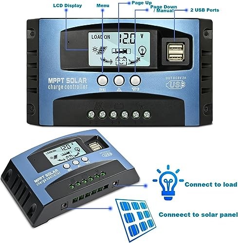 [Upgraded] 30A MPPT Solar Charge Controller, 12V/ 24V Solar Panel 30A MPPT-Blue