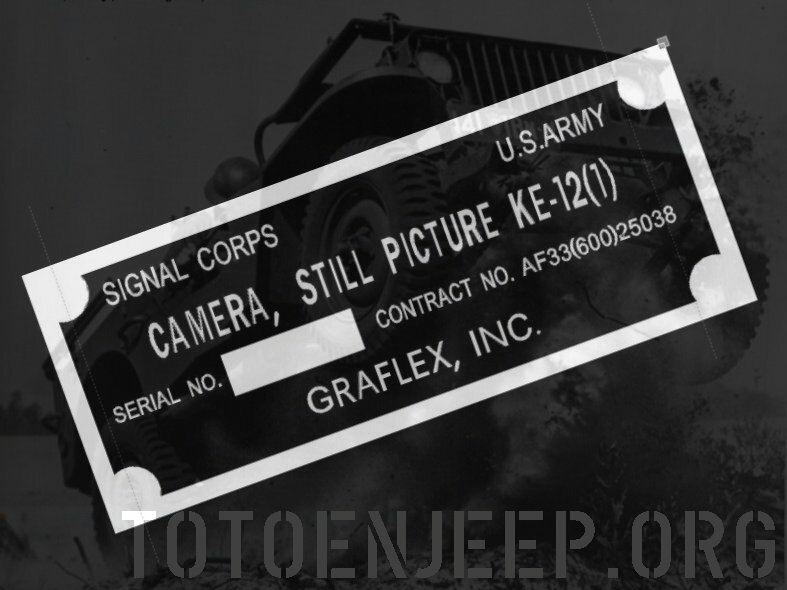 KE12 JEEP WILLYS CAMERA FLAT PLATE